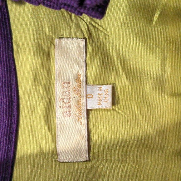 Aidan by Aidan Mattox Purple Silk Dress with Green Lining Size 0 Ruffle Blouson - Picture 3 of 10